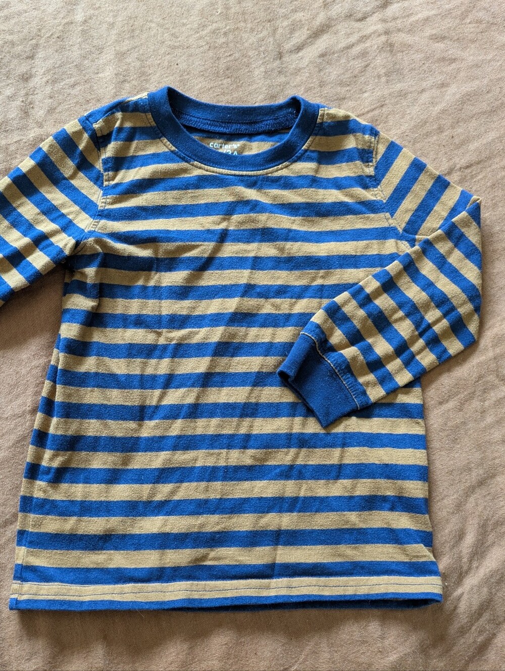 Carter's Blue and Tan Striped Long-Sleeve Tee